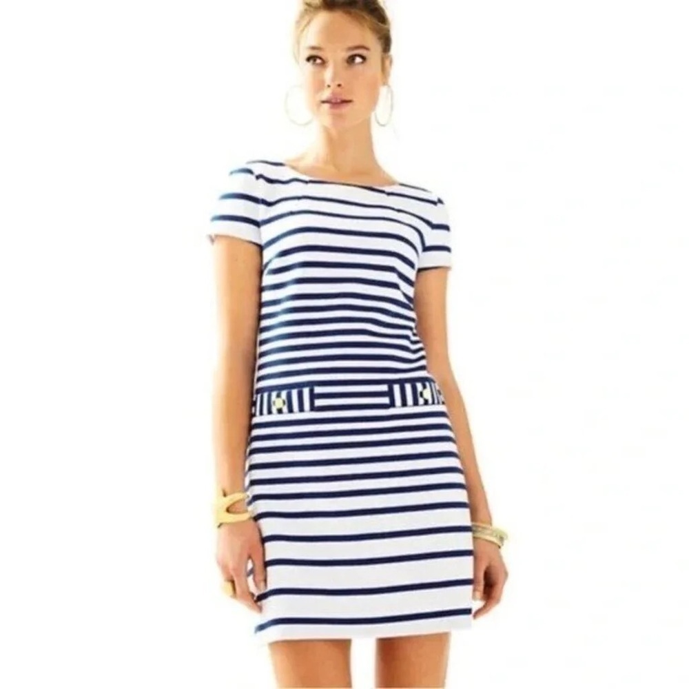 Lilly Pulitzer Layton Navy and White Striped Mini Dress